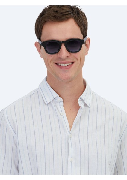 Mavi Çizgili Regular Fit Dokuma Casual %100 Pamuk Gömlek indirimleri