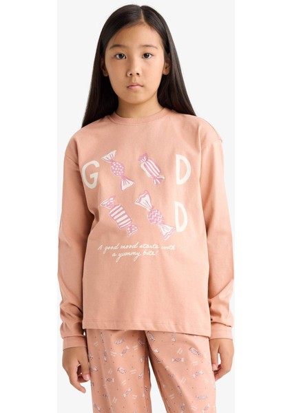 Kız Çocuk Pijama Takımı Baskılı Uzun Kollu Üst Uzun Alt G0091A825WN modelleri