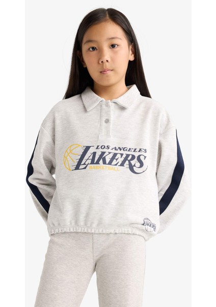 Kız Çocuk NBA Los Angeles Lakers Relax Fit Polo Yaka Sweatshirt F3201A825AU modelleri