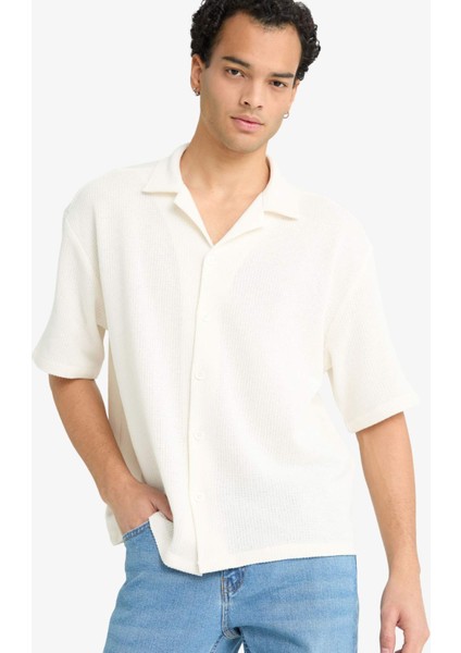 Boxy Fit Polo Yaka Penye Kısa Kollu Gömlek G3359AX25AU