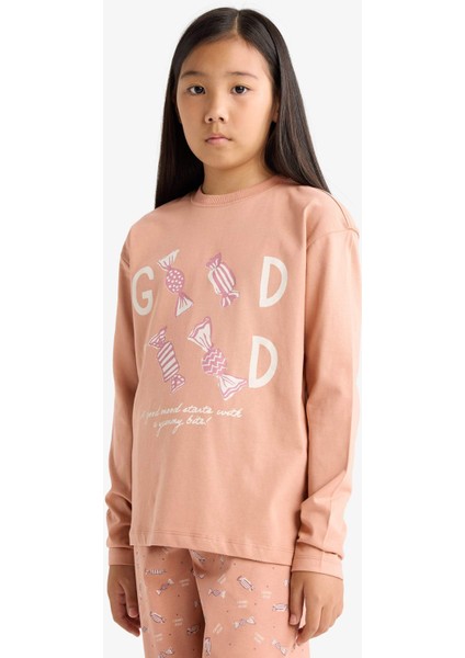 Kız Çocuk Pijama Takımı Baskılı Uzun Kollu Üst Uzun Alt G0091A825WN fırsatları