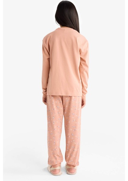 Kız Çocuk Pijama Takımı Baskılı Uzun Kollu Üst Uzun Alt G0091A825WN