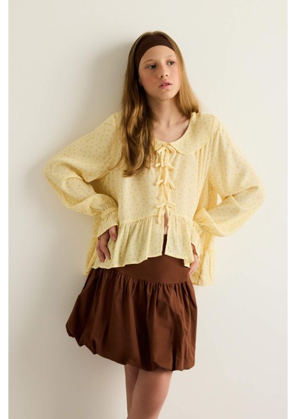 Kız Çocuk Önden Bağlamalı Desenli Uzun Kollu Bluz G1635A825AU modelleri