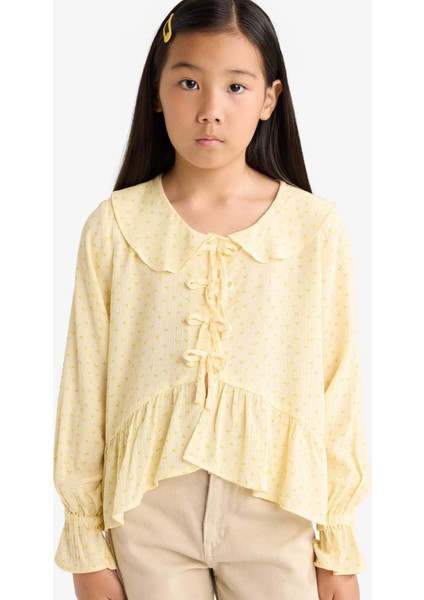 Kız Çocuk Önden Bağlamalı Desenli Uzun Kollu Bluz G1635A825AU fırsatları