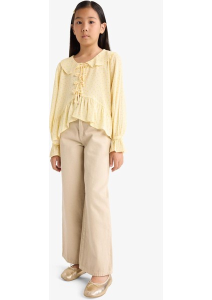 Kız Çocuk Önden Bağlamalı Desenli Uzun Kollu Bluz G1635A825AU indirimleri