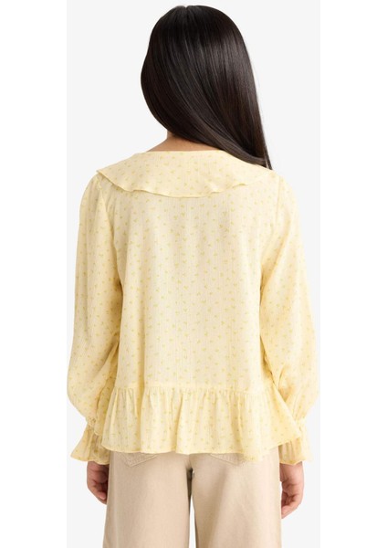 Kız Çocuk Önden Bağlamalı Desenli Uzun Kollu Bluz G1635A825AU