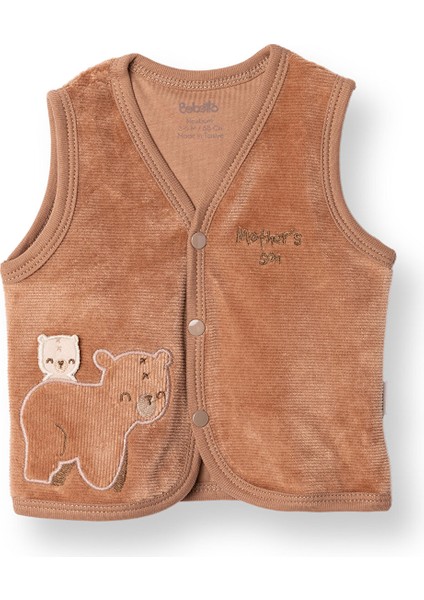 Erkek Bebek Yenidoğan Yelek Mother's Kadife V Yaka Atlet Kol