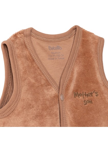 Erkek Bebek Yenidoğan Yelek Mother's Kadife V Yaka Atlet Kol modelleri