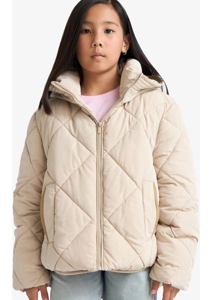 Kız Çocuk Su Geçirmez Kapüşonlu Fermuarlı Mont E9811A825AU