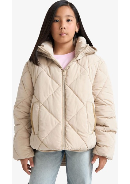 Kız Çocuk Su Geçirmez Kapüşonlu Fermuarlı Mont E9811A825AU fırsatları