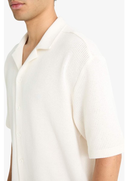 Boxy Fit Polo Yaka Penye Kısa Kollu Gömlek G3359AX25AU