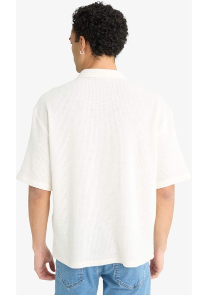 Boxy Fit Polo Yaka Penye Kısa Kollu Gömlek G3359AX25AU