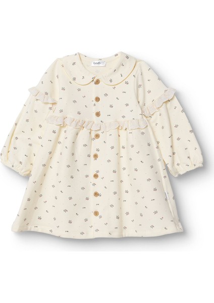 Kız Bebek Cutie Elbise Iki Iplik Bebe Yaka Uzun Kol