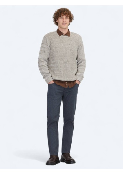 Vizon Bisiklet Yaka Desenli Pamuk Karışımlı Triko Kazak fiyatları