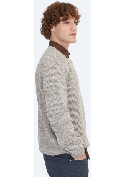 Vizon Bisiklet Yaka Desenli Pamuk Karışımlı Triko Kazak modelleri