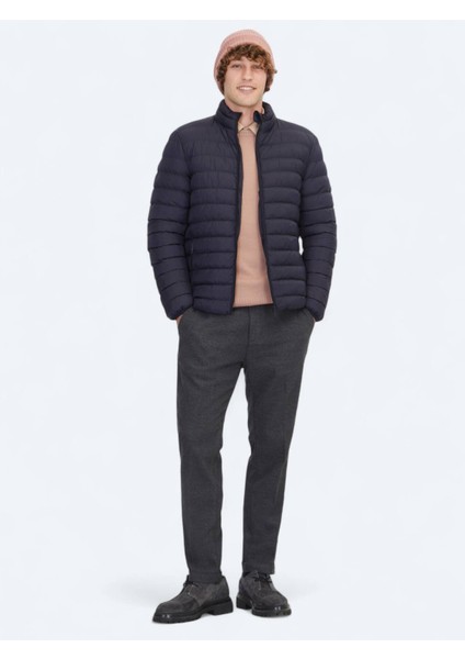 Lacivert Regular Fit Dik Yaka Casual Dokuma Mont fiyatları