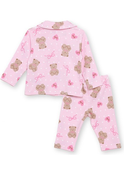 Kız Bebek Uzun Kol Pijama Takımı Interlok Düğmeli Bebe Yaka Reçme Paça fiyatları