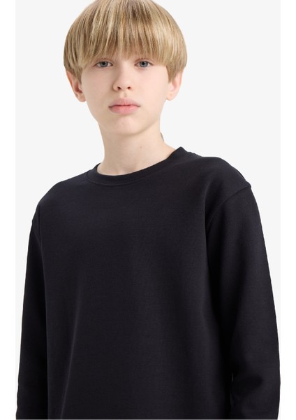 Erkek Çocuk Bisiklet Yaka Basic Düz Uzun Kollu Okul Tişörtü E9661A825AU fırsatları