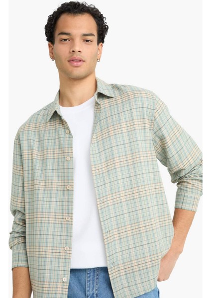 Boxy Fit Kareli Uzun Kollu Gömlek G3717AX25AU fırsatları