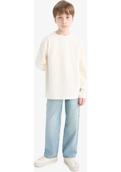 Erkek Çocuk Bisiklet Yaka Basic Düz Uzun Kollu Okul Tişörtü E9661A825AU fiyatları