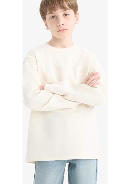 Erkek Çocuk Bisiklet Yaka Basic Düz Uzun Kollu Okul Tişörtü E9661A825AU