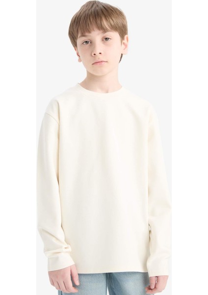 Erkek Çocuk Bisiklet Yaka Basic Düz Uzun Kollu Okul Tişörtü E9661A825AU modelleri