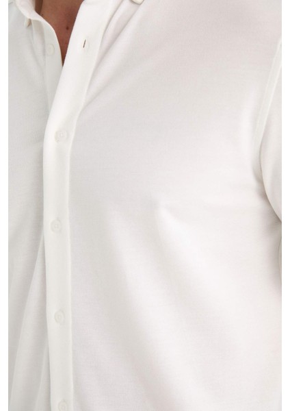 Regular Fit Polo Yaka Penye Uzun Kollu Gömlek E8067AX25AU indirimleri