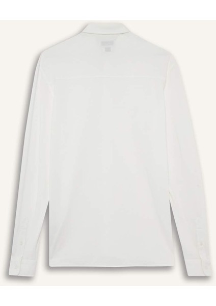 Regular Fit Polo Yaka Penye Uzun Kollu Gömlek E8067AX25AU