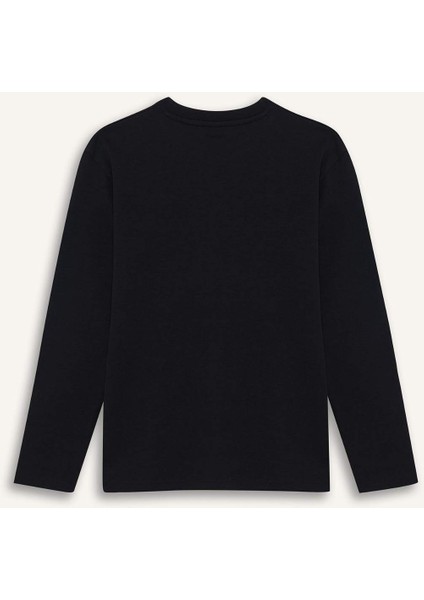 Erkek Çocuk Bisiklet Yaka Basic Düz Uzun Kollu Okul Tişörtü E9661A825AU
