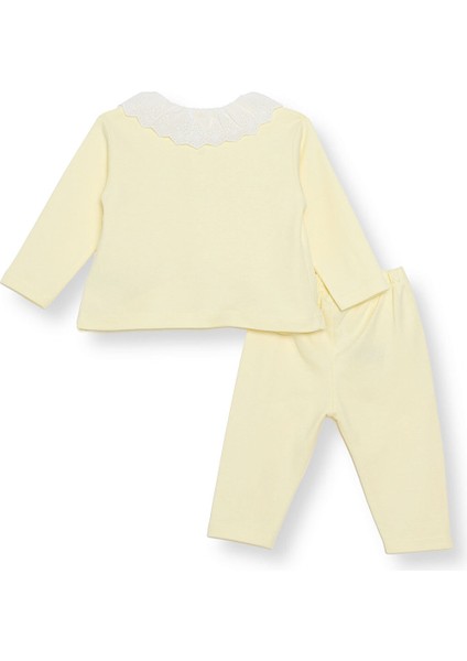 Kız Bebek Uzun Kol Pijama Takımı Interlok Bebe Yaka Uzun Kol Reçme Paça fiyatları