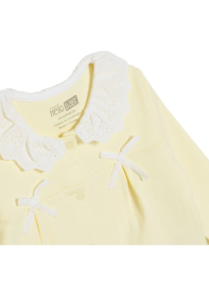 Kız Bebek Uzun Kol Pijama Takımı Interlok Bebe Yaka Uzun Kol Reçme Paça modelleri