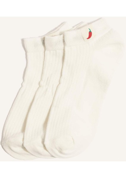 Kadın 3'lü Pamuklu Patik Çorap F5620AXNS