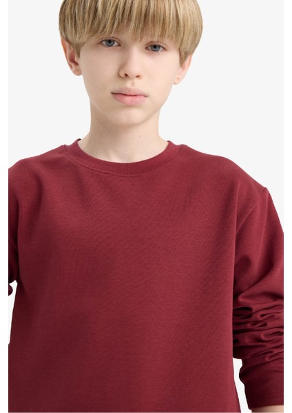 Erkek Çocuk Bisiklet Yaka Basic Düz Uzun Kollu Okul Tişörtü E9661A825AU fırsatları
