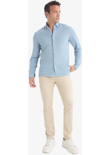 Regular Fit Polo Yaka Penye Uzun Kollu Gömlek E8067AX25AU fiyatları