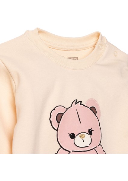 Kız Bebek Uzun Kol Pijama Takımı Çıtçıtlı Bisiklet Yaka Uzun Kol Ribanalı Paça modelleri