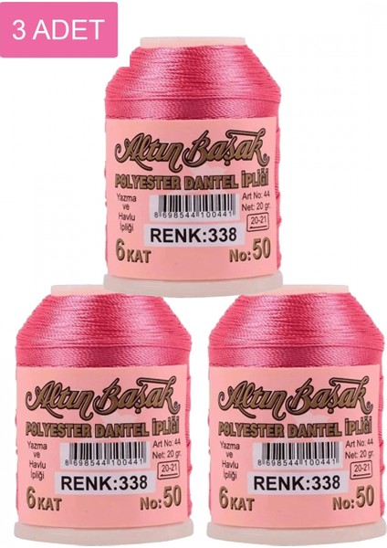 3 Adet Altınbaşak Oya ve Dantel Ipi 20 gr - - No: 338