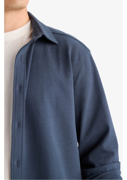 Regular Fit Polo Yaka Penye Uzun Kollu Gömlek E9023AX25WN indirimleri