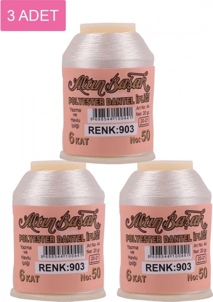 3 Adet Altınbaşak Oya ve Dantel Ipi 20 gr - - No: 903