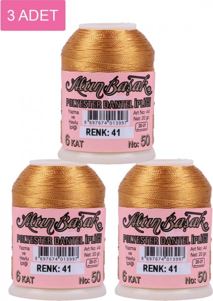 3 Adet Altınbaşak Oya ve Dantel Ipi 20 gr - - No: 041