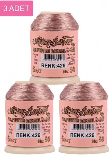 3 Adet Altınbaşak Oya ve Dantel Ipi 20 gr - - No: 426