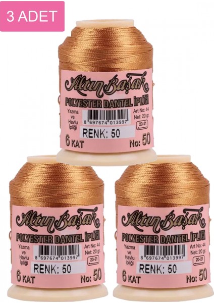 3 Adet Altınbaşak Oya ve Dantel Ipi 20 gr - - No: 050