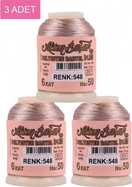 3 Adet Altınbaşak Oya ve Dantel Ipi 20 gr - - No: 548