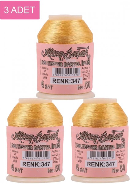 3 Adet Altınbaşak Oya ve Dantel Ipi 20 gr - - No: 347