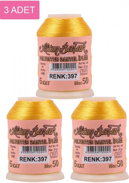3 Adet Altınbaşak Oya ve Dantel Ipi 20 gr - - No: 397