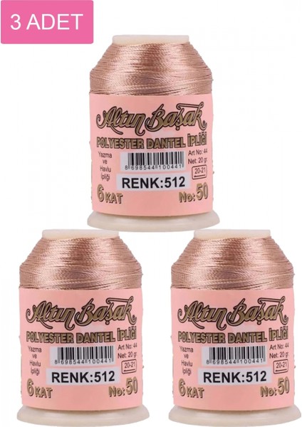 3 Adet Altınbaşak Oya ve Dantel Ipi 20 gr - - No: 512