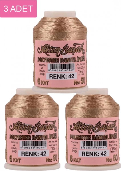 3 Adet Altınbaşak Oya ve Dantel Ipi 20 gr - - No: 042