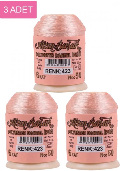 3 Adet Altınbaşak Oya ve Dantel Ipi 20 gr - - No: 423