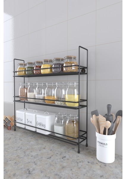 Metal Duvara Asılabilir Baharatlık Standı Küçük Boy Baharatlık Rafı