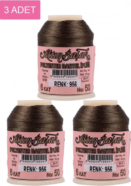 3 Adet Altınbaşak Oya ve Dantel Ipi 20 gr - - No: 956