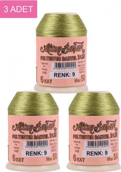 3 Adet Altınbaşak Oya ve Dantel Ipi 20 gr - - No: 009